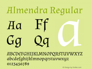 Almendra Regular Version 1.004 Font Sample
