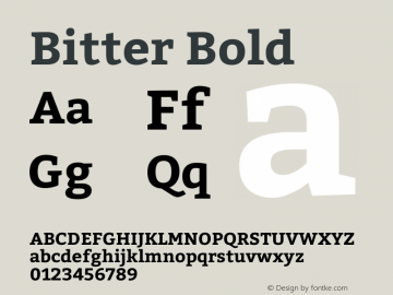 Bitter Bold Version 001.002 Font Sample