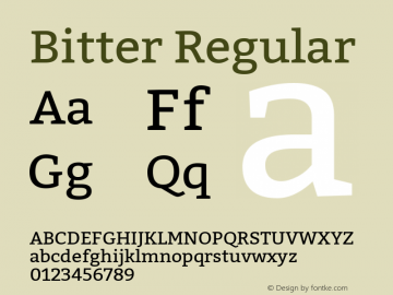 Bitter Regular Version 1.002 Font Sample