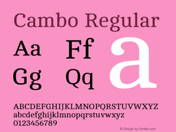Cambo Version 2.001 Font Sample