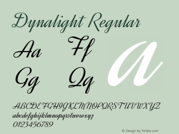 Dynalight Version 1.000 Font Sample