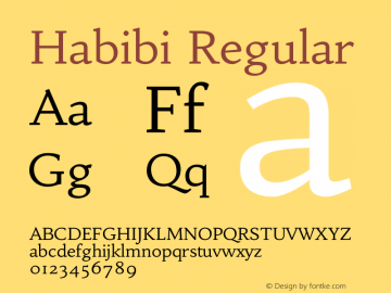 Habibi Version 1.001 Font Sample