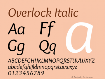 Overlock Italic Version 1.002 Font Sample