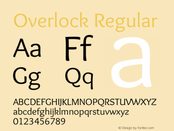 Overlock Regular Version 1.002 Font Sample