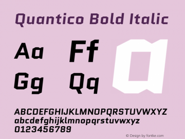 Quantico-BoldItalic Version 2.002 Font Sample