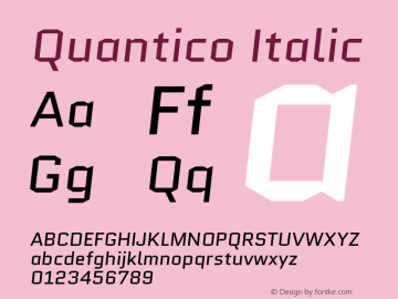 Quantico-Italic Version 2.002 Font Sample