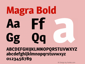 Magra Bold Version 1.001 Font Sample
