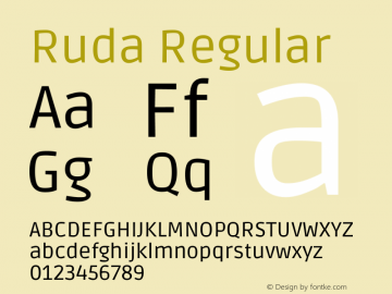 Ruda Regular Version 1.003 Font Sample