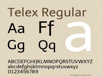 Telex Regular Version 1.100 Font Sample