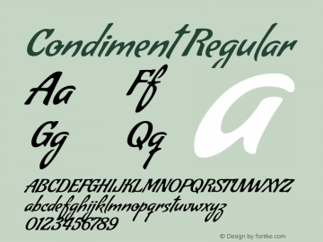 Condiment Version 1.001 Font Sample