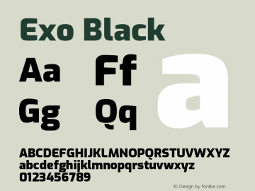 Exo Black Version 1.500; ttfautohint (v1.6) Font Sample