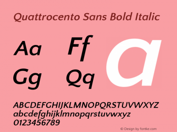 Quattrocento Sans Bold Italic Version 2.000 Font Sample