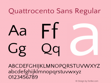 Quattrocento Sans Version 2.000 Font Sample