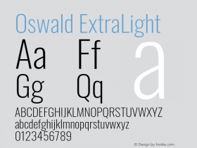 Oswald ExtraLight Version 4.100; ttfautohint (v1.8.1.43-b0c9)图片样张
