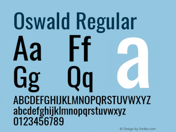Oswald Regular Version 4.100; ttfautohint (v1.8.1.43-b0c9) Font Sample
