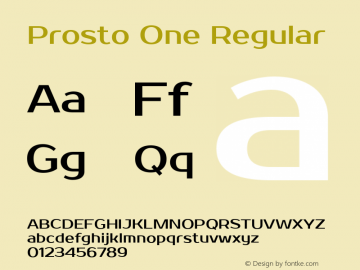 Prosto One Version 1.001 Font Sample