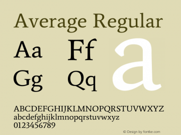 Average Regular Version 1.002 Font Sample