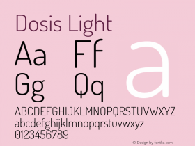 Dosis Light Version 3.001; ttfautohint (v1.8.2) Font Sample