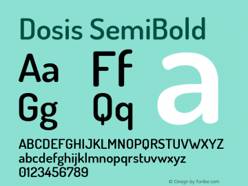 Dosis SemiBold Version 3.001; ttfautohint (v1.8.2)图片样张