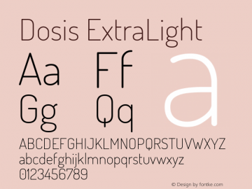 Dosis ExtraLight Version 3.001; ttfautohint (v1.8.2) Font Sample