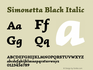 Simonetta Black Italic Version 1.004 Font Sample