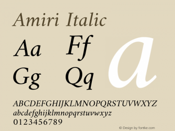 Amiri Italic Version 000.109 Font Sample