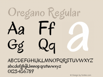 Oregano Version 1.000 Font Sample