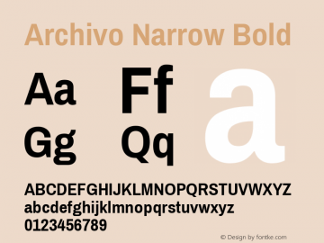 Archivo Narrow Bold Version 2.001 Font Sample