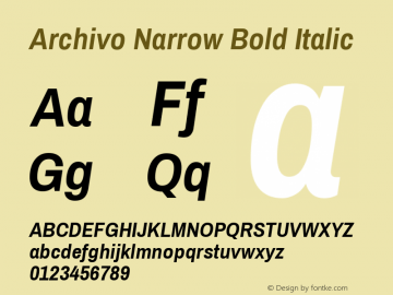 Archivo Narrow Bold Italic Version 2.001图片样张