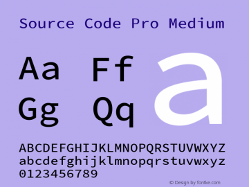 Source Code Pro Medium Version 2.030;PS 1.000;hotconv 16.6.51;makeotf.lib2.5.65220 Font Sample