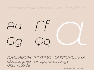Montserrat Alternates ExtraLight Italic Version 7.200图片样张
