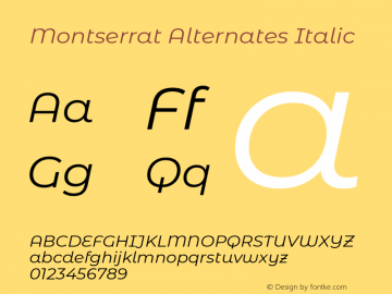 Montserrat Alternates Italic Version 7.200图片样张