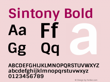 Sintony Bold Version 1.001 Font Sample