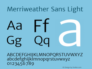 Merriweather Sans Light Version 1.006; ttfautohint (v1.4.1) -l 6 -r 50 -G 0 -x 11 -H 220 -D latn -f none -w 