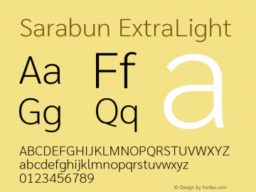 Sarabun ExtraLight Version 1.000; ttfautohint (v1.6) Font Sample