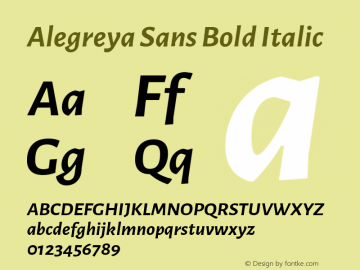 Alegreya Sans Bold Italic Version 2.004; ttfautohint (v1.6)图片样张