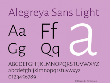Alegreya Sans Light Version 2.004; ttfautohint (v1.6) Font Sample