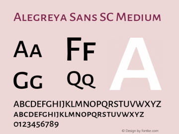 Alegreya Sans SC Medium Version 2.003; ttfautohint (v1.6) Font Sample