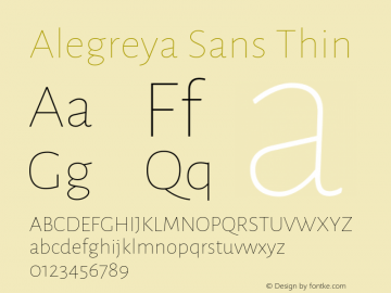 Alegreya Sans Thin Version 2.004; ttfautohint (v1.6) Font Sample