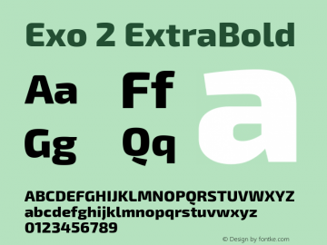 Exo 2 ExtraBold Version 1.100 Font Sample