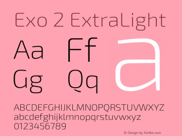 Exo 2 ExtraLight Version 1.100 Font Sample