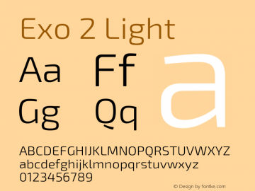 Exo 2 Light Version 1.100 Font Sample