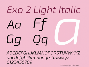 Exo 2 Light Italic Version 1.100 Font Sample