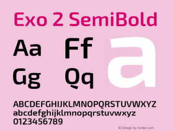Exo 2 SemiBold Version 1.100 Font Sample