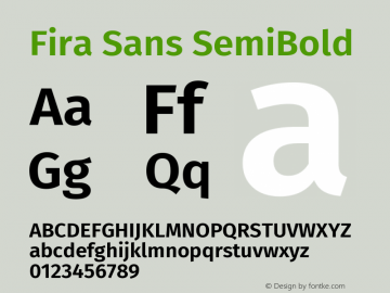 Fira Sans SemiBold Version 4.203 Font Sample