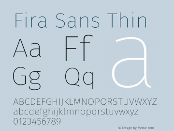 Fira Sans Thin Version 4.203 Font Sample