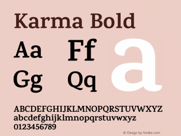 Karma Bold Version 1.202;PS 1.0;hotconv 1.0.78;makeotf.lib2.5.61930; ttfautohint (v1.1) -l 7 -r 28 -G 50 -x 13 -D latn -f deva -w G Font Sample