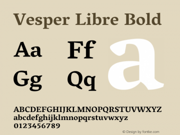 Vesper Libre Bold Version 1.058 Font Sample