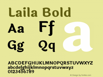 Laila Bold Version 1.302;PS 1.0;hotconv 1.0.78;makeotf.lib2.5.61930; ttfautohint (v1.1) -l 8 -r 50 -G 200 -x 14 -D latn -f deva -w gGD -W -c Font Sample