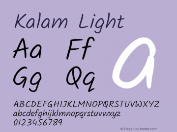 Kalam Light Version 2.001;PS 1.0;hotconv 1.0.79;makeotf.lib2.5.61930; ttfautohint (v1.3) Font Sample